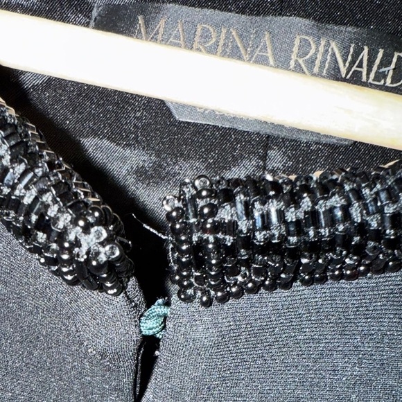 Marina Rinaldi Made in Italy Black Beaded Feather Hem Blazer Jacket IT 52 /US 18 - Picture 4 of 8